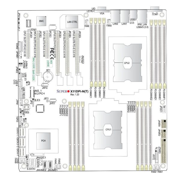 Supermicro X11DPH-Tq Server Motherboard, Dual Socket LGA-3647 (Socket E2) Supported, up to 205 W TDP CPUs - Image 3