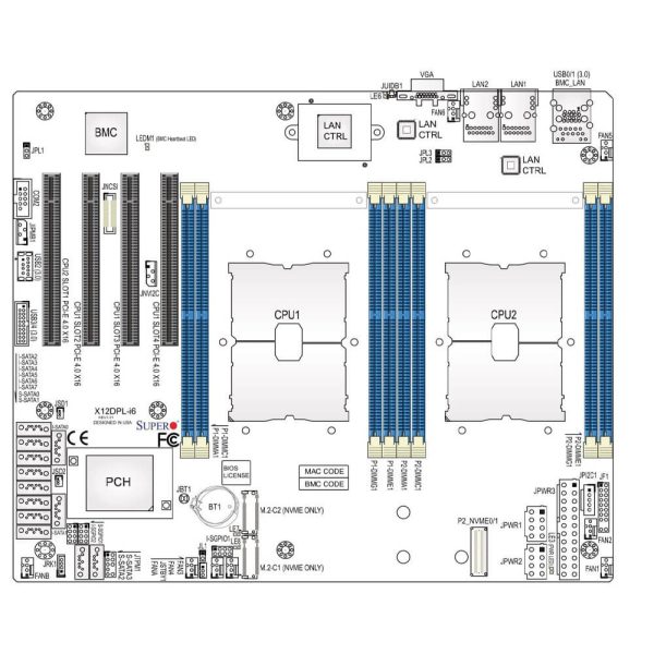 Supermicro X12DPL-NT6 Server Motherboard, Dual Socket LGA-4189 (Socket P+) Supported, up to 185 W TDP CPUs - Image 3